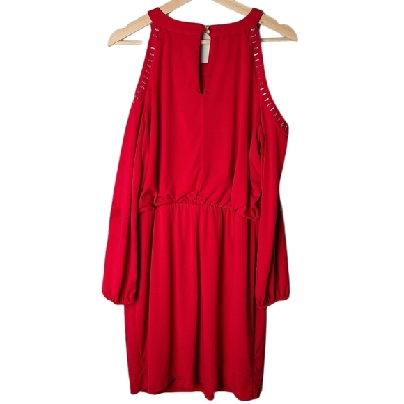 Thalia Sodi boho chic red cold shoulder SIZE 8 whimsigoth night out dress - Picture 11 of 15